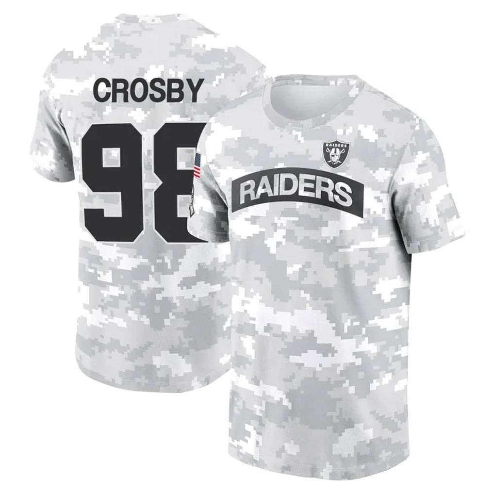 harde LV.Raiders #98 Maxx Crosby Player Black Salute to Service T-Shirts Stitched Jerseys