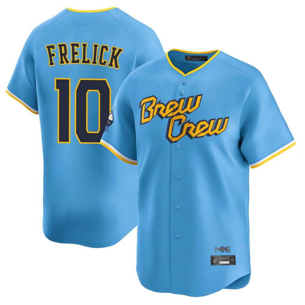 harde M.Brewers #10 Sal Frelick Player Light Blue City Connect Home Limited Stitched Jerseys