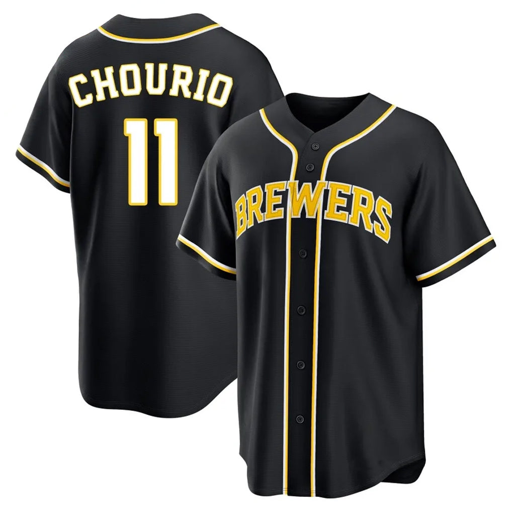 harde M.Brewers M.Brewers #11 Jackson Chourio Player Black Fashion Out Home Game Stitched Jerseys Player Black Fashion Out Home Game Stitched Jerseys