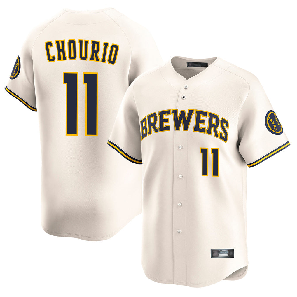 harde M.Brewers #11 Jackson Chourio Player Cream Home Limited Game Stitched Jerseys