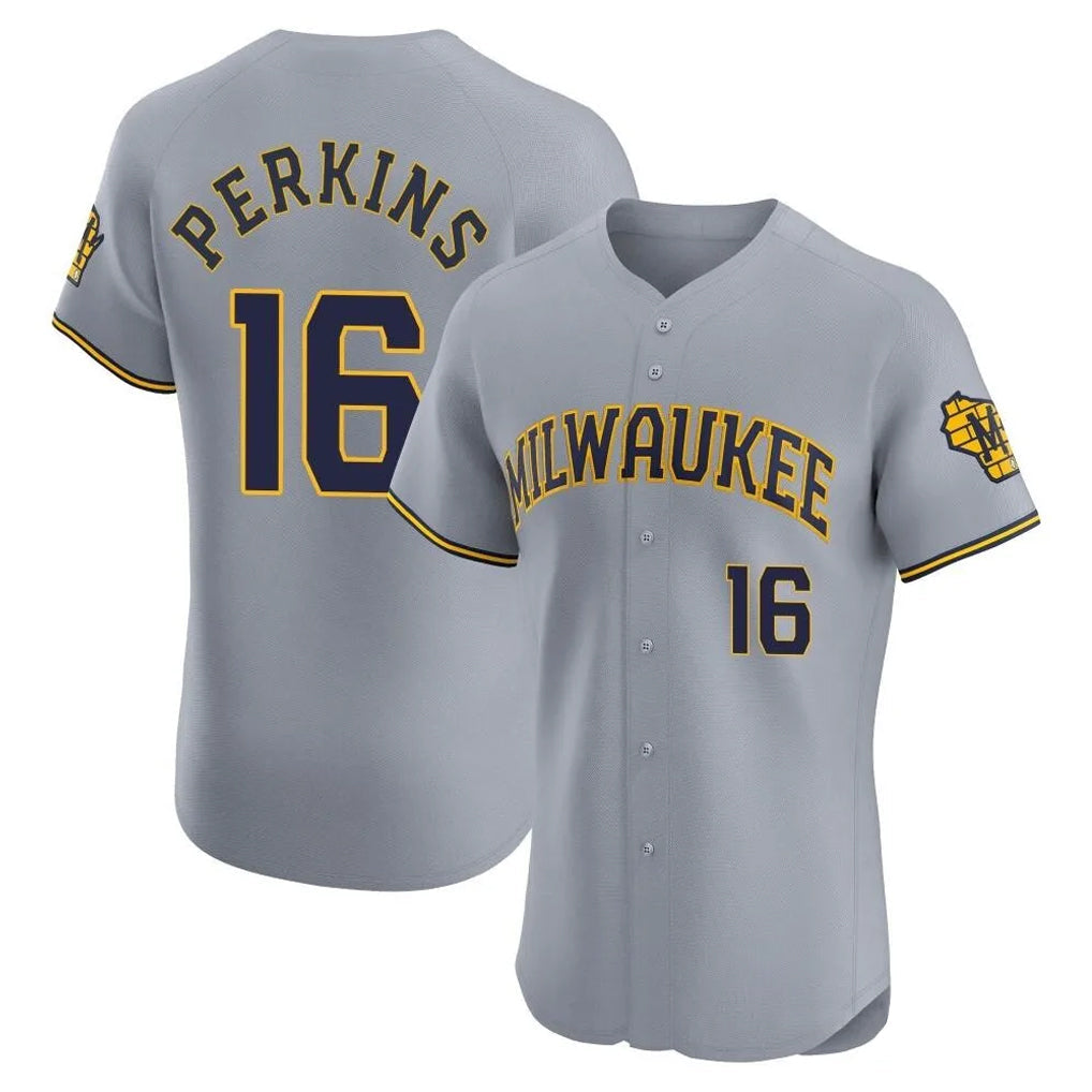 harde M.Brewers #16 Blake Perkins Player Gray Home Limited Elite Stitched Jerseys