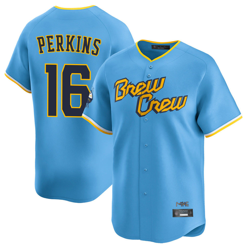 harde M.Brewers #16 Blake Perkins Player Light Blue Road Stadium Game Stitched Jerseys