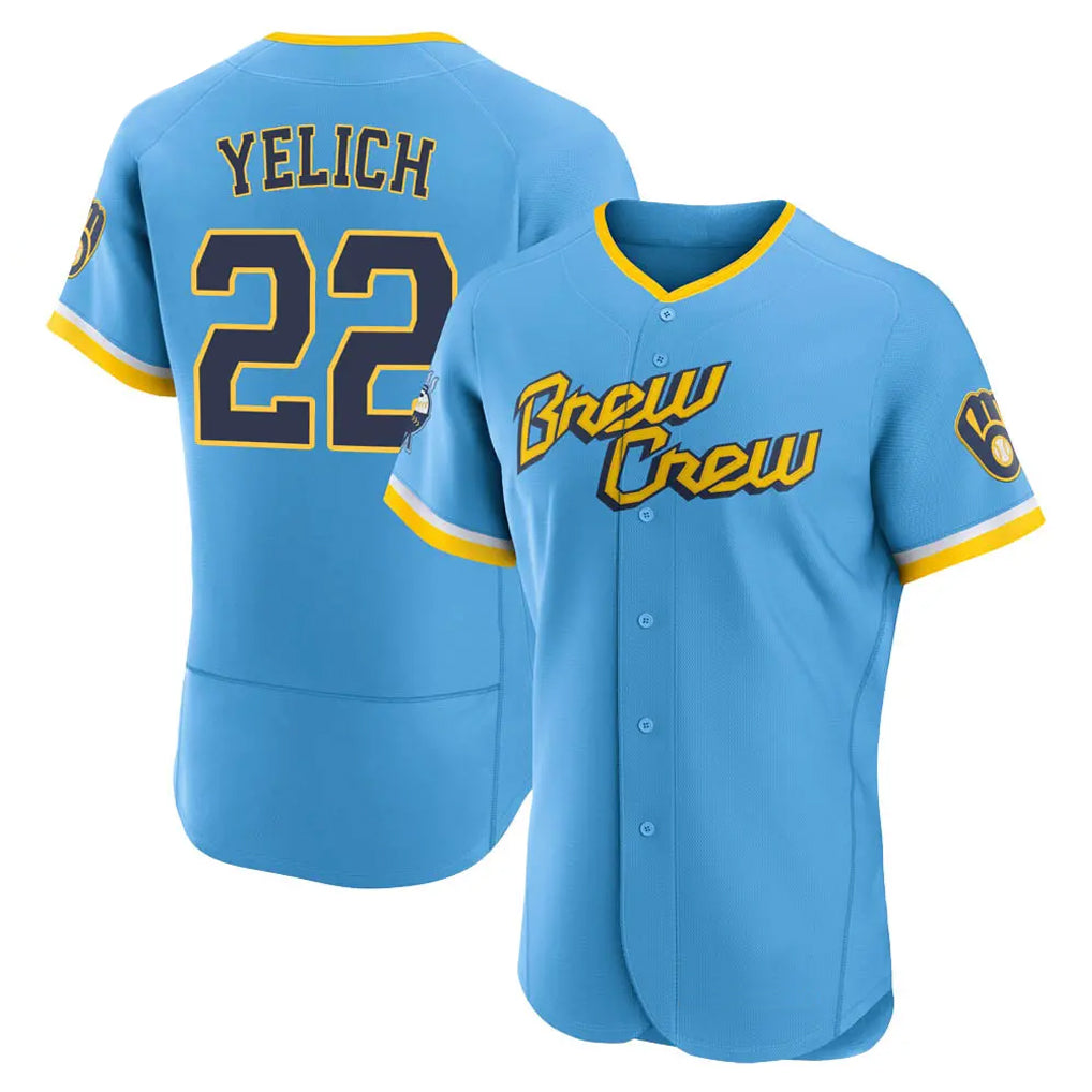 harde M.Brewers #22 Christian Yelich Player Light Blue City Connect Home Limited Elite Stitched Jerseys