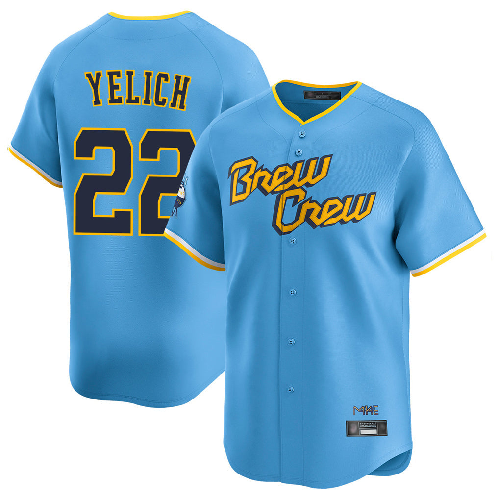 harde M.Brewers #22 Christian Yelich Player Light Blue City Connect Home Limited Stitched Jerseys