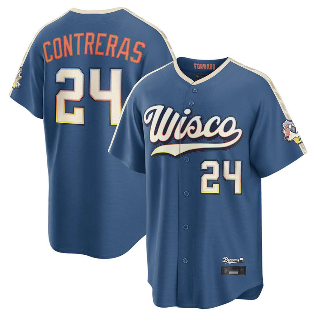 harde M.Brewers #24 William Contreras Player Blue 2026 City Connect Home Game Stitched Jerseys