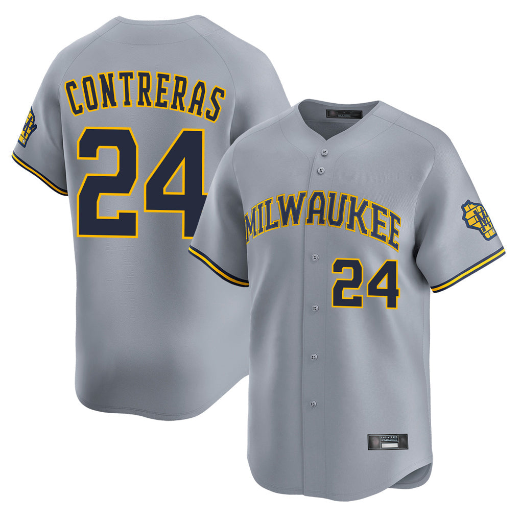 harde M.Brewers #24 William Contreras Player Gray Home Limited Stitched Jerseys