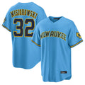 harde M.Brewers #32 Jacob Misiorowski Player Light Blue Road Stadium Game Stitched Jerseys