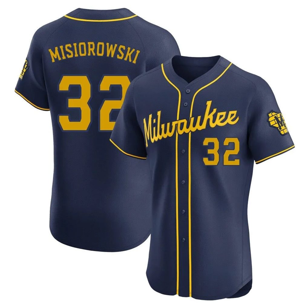 harde M.Brewers #32 Jacob Misiorowski Player Navy Home Limited Elite Stitched Jerseys