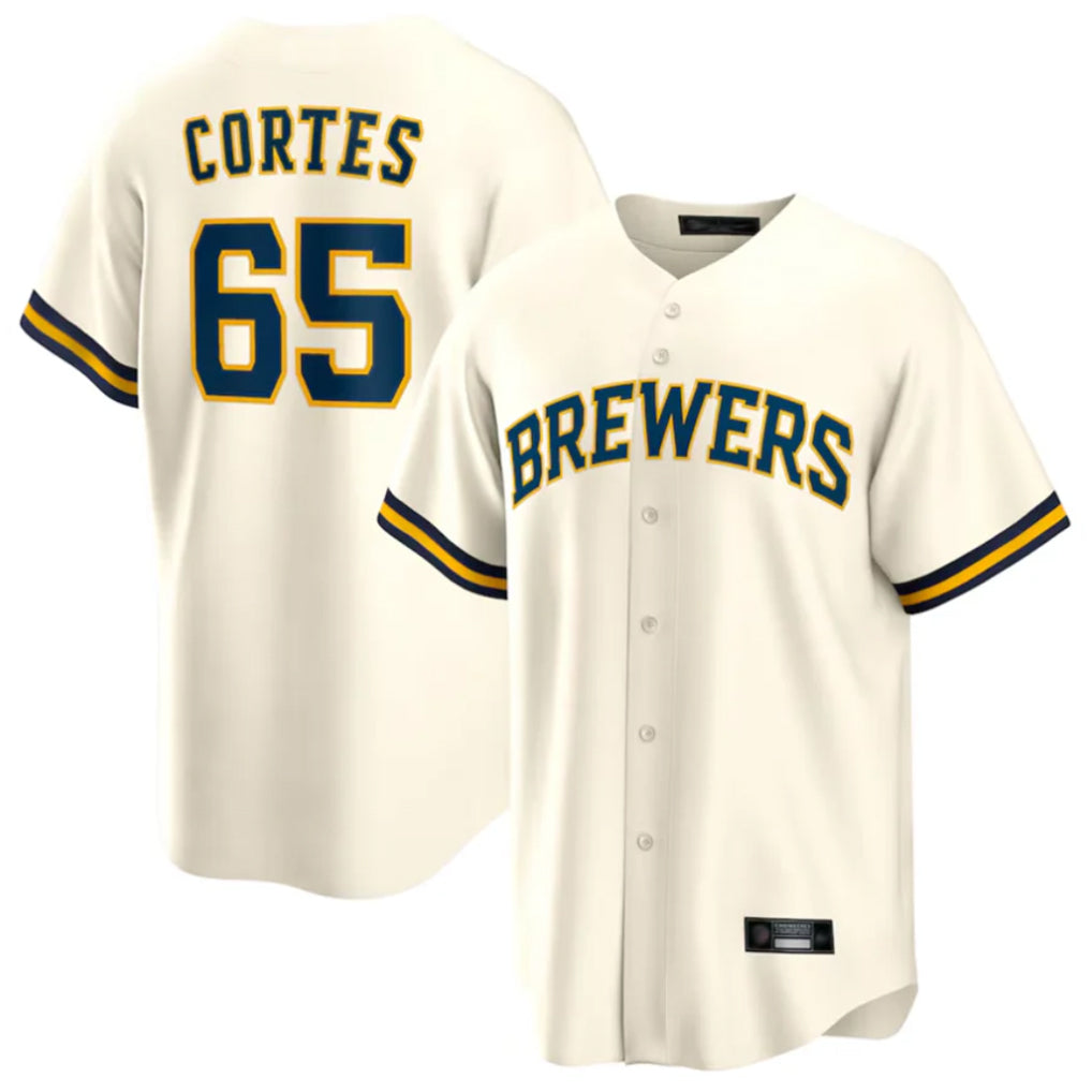 harde M.Brewers #65 Nestor Cortes Player Cream Home Game Stitched Jerseys