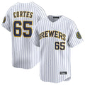 harde M.Brewers #65 Nestor Cortes Player White Stripes Home Limited Game Stitched Jerseys