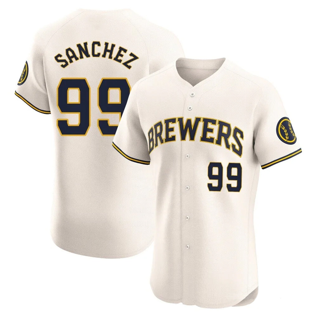 harde M.Brewers #99 Gary Sanchez Player Cream Home Limited Elite Stitched Jerseys