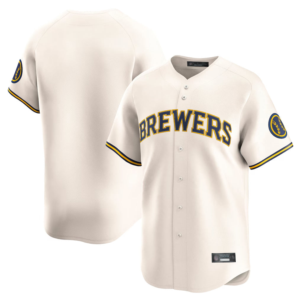 harde M.Brewers Blank Player Cream Home Limited Game Stitched Jerseys
