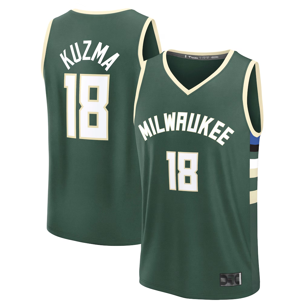 harde M.Bucks #18 Kyle Kuzma Hunter Green Fast Break Replica Player Jerseys - Icon Edition