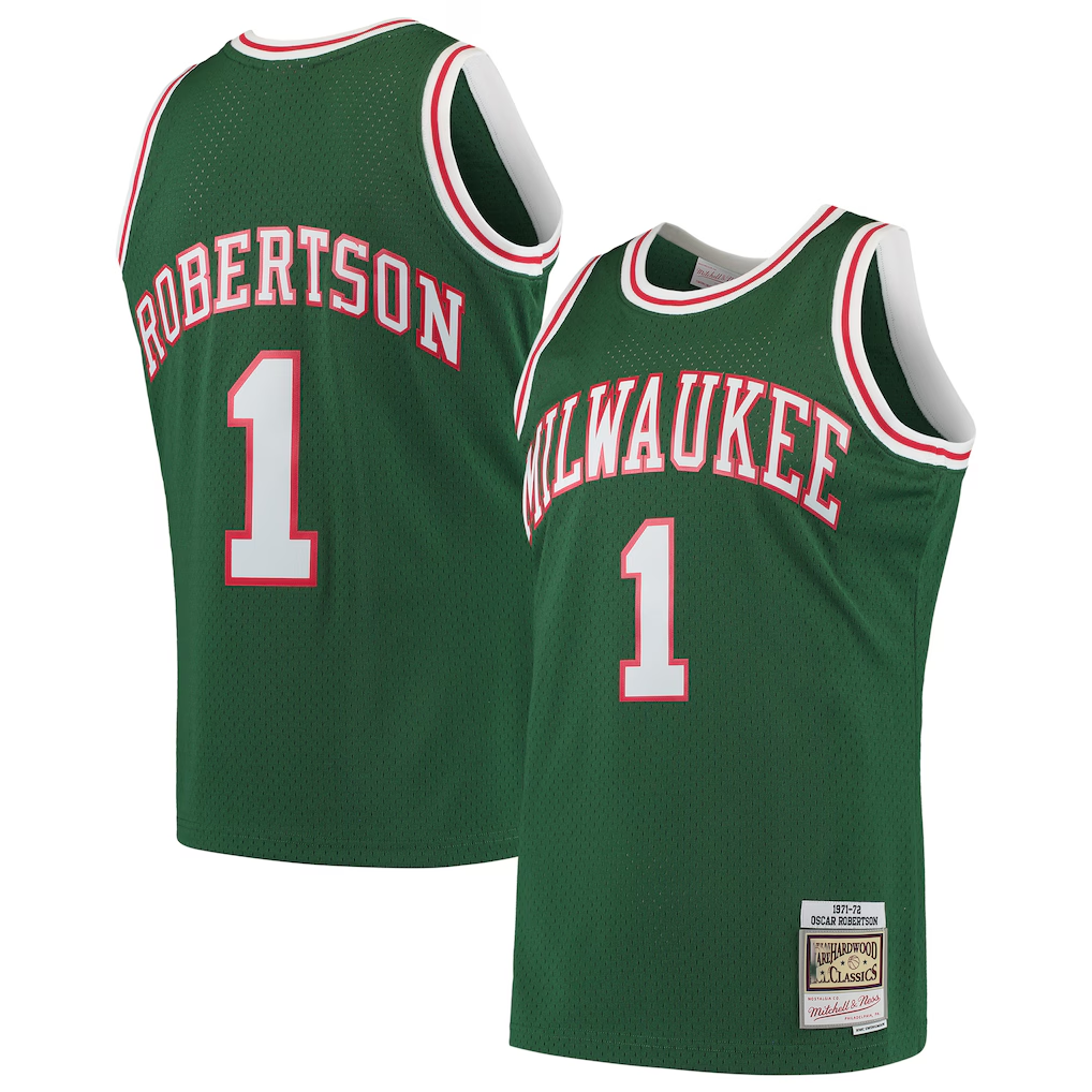 harde M.Bucks #1 Oscar Robertson Mitchell & Ness Green 197172 Hardwood Classics Swingman Jerseys