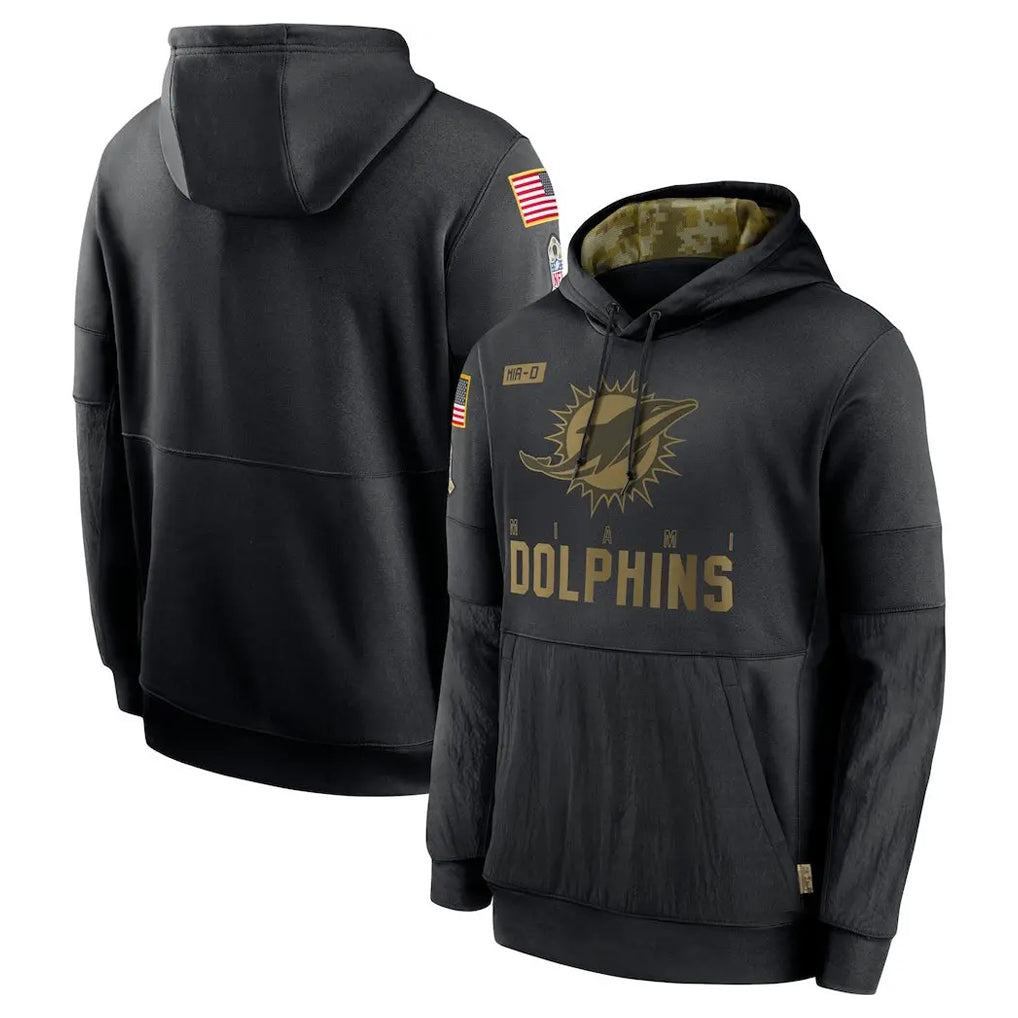 harde M.Dolphins Black Salute to Service Hoodies Limited Game Blank Player Stitched Jerseys