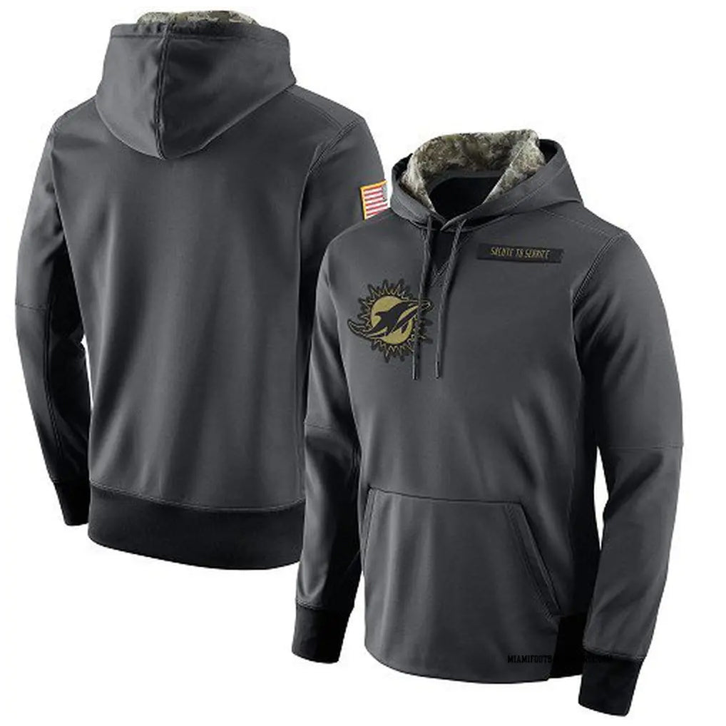 harde M.Dolphins Gray Pullover Hoodies Limited Blank Player Stitched Jerseys
