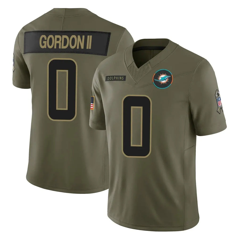 harde M.Dolphins #0 Ollie Gordon II Player Olive 2025 Salute To Service Limited Game Stitched Jerseys