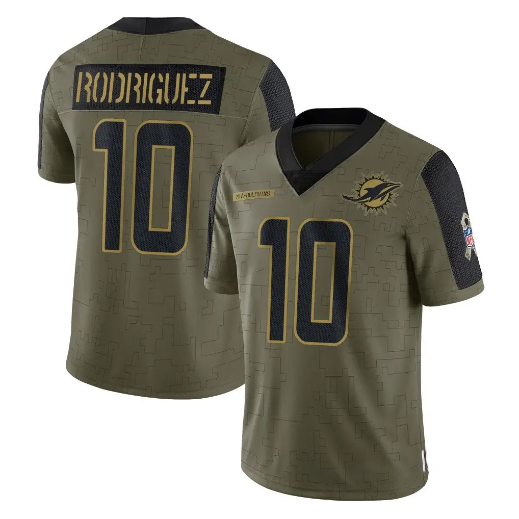 harde M.Dolphins #10 Jacob Rodriguez Player Olive Salute To Service Limited Game Stitched Jerseys