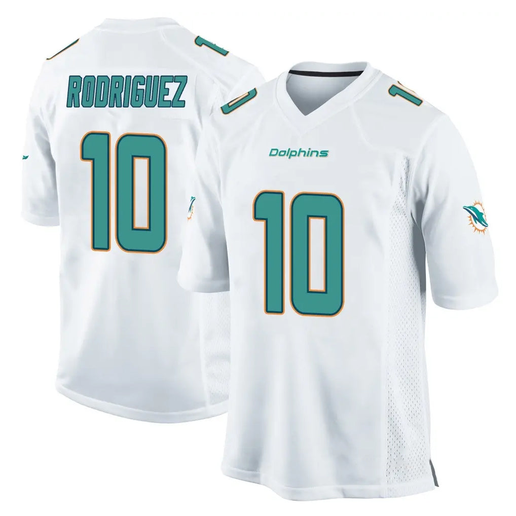 harde M.Dolphins #10 Jacob Rodriguez Player White Home Game Stitched Jerseys