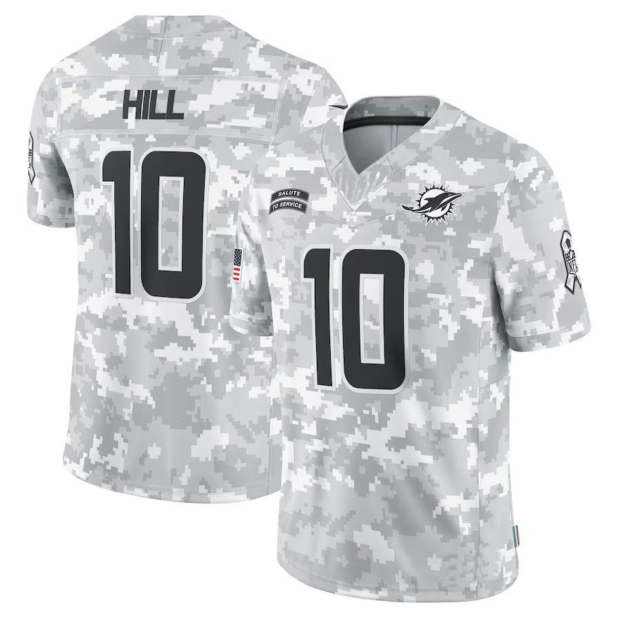 harde M.Dolphins #10 Tyreek Hill Player Arctic Camo Salute to Service Limited Stitched Jerseys