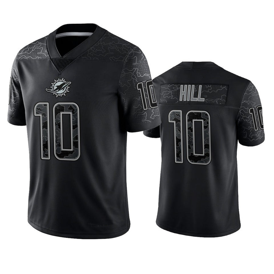 harde M.Dolphins #10 Tyreek Hill Player Black RFLCTV Limited Stitched Jerseys