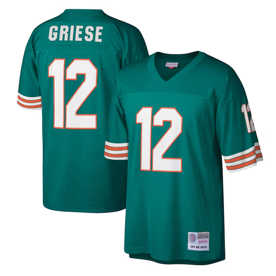 harde M.Dolphins #12 Bob Griese Player Mitchell & Ness Aqua Legacy Replica Stitched Jerseys