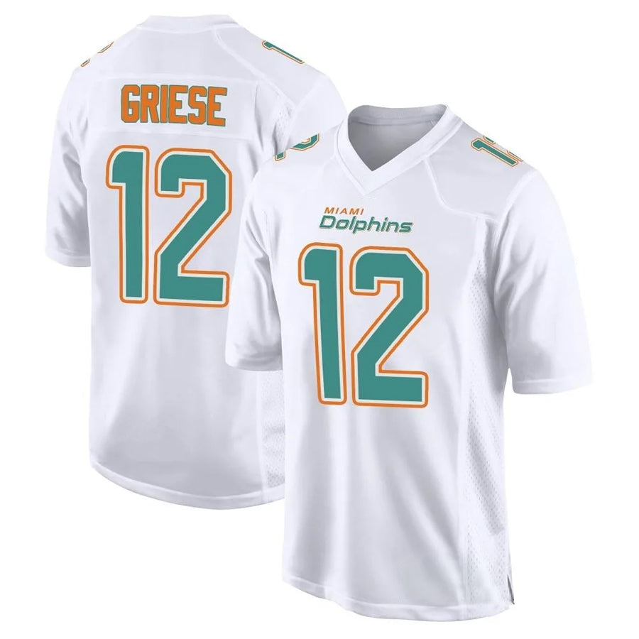 harde M.Dolphins #12 Bob Griese Player White Fashion Game Stitched Jerseys