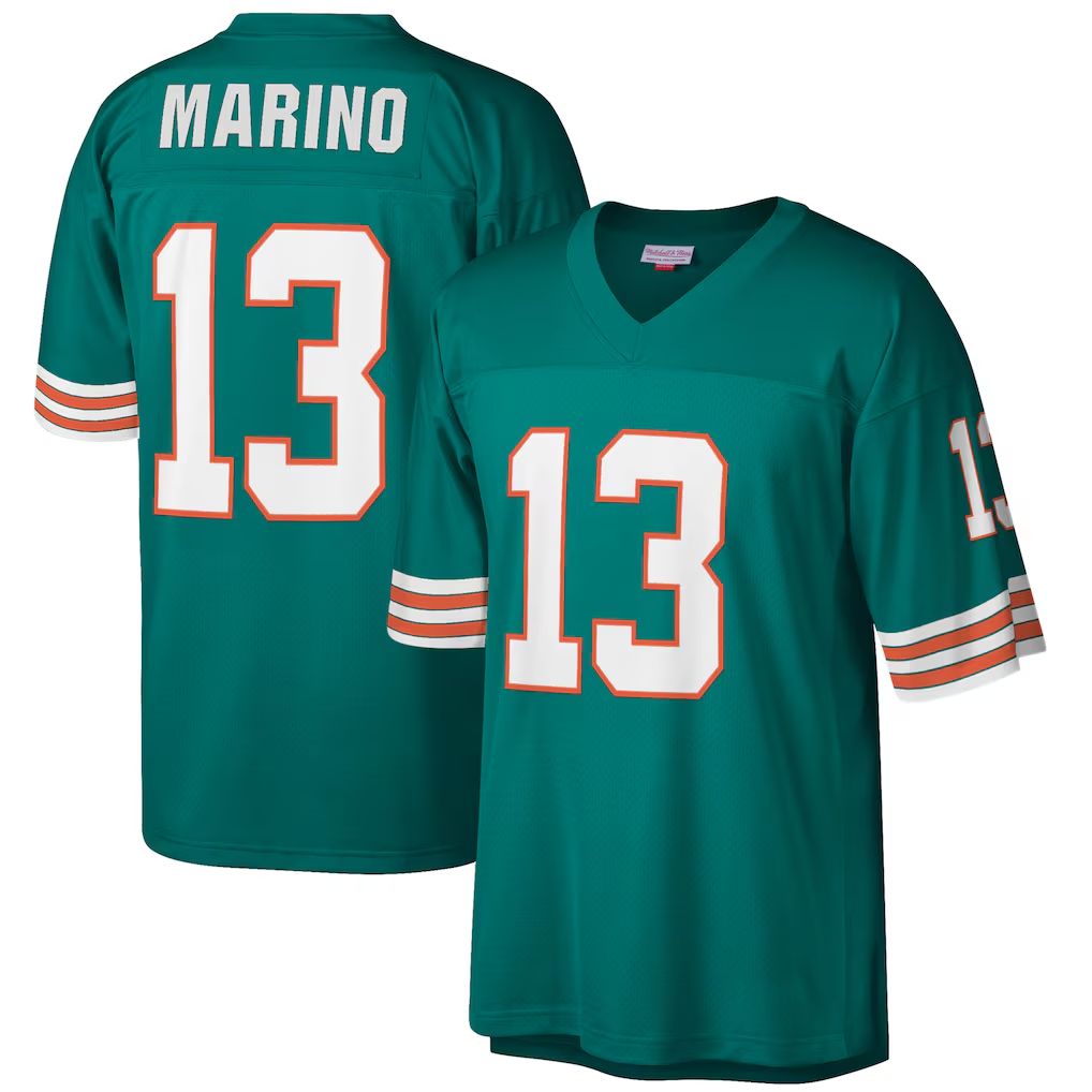 harde M.Dolphins #13 Dan Marino Mitchell & Ness Aqua Big & Tall 1984 Retired Player Replica Stitched Jerseys