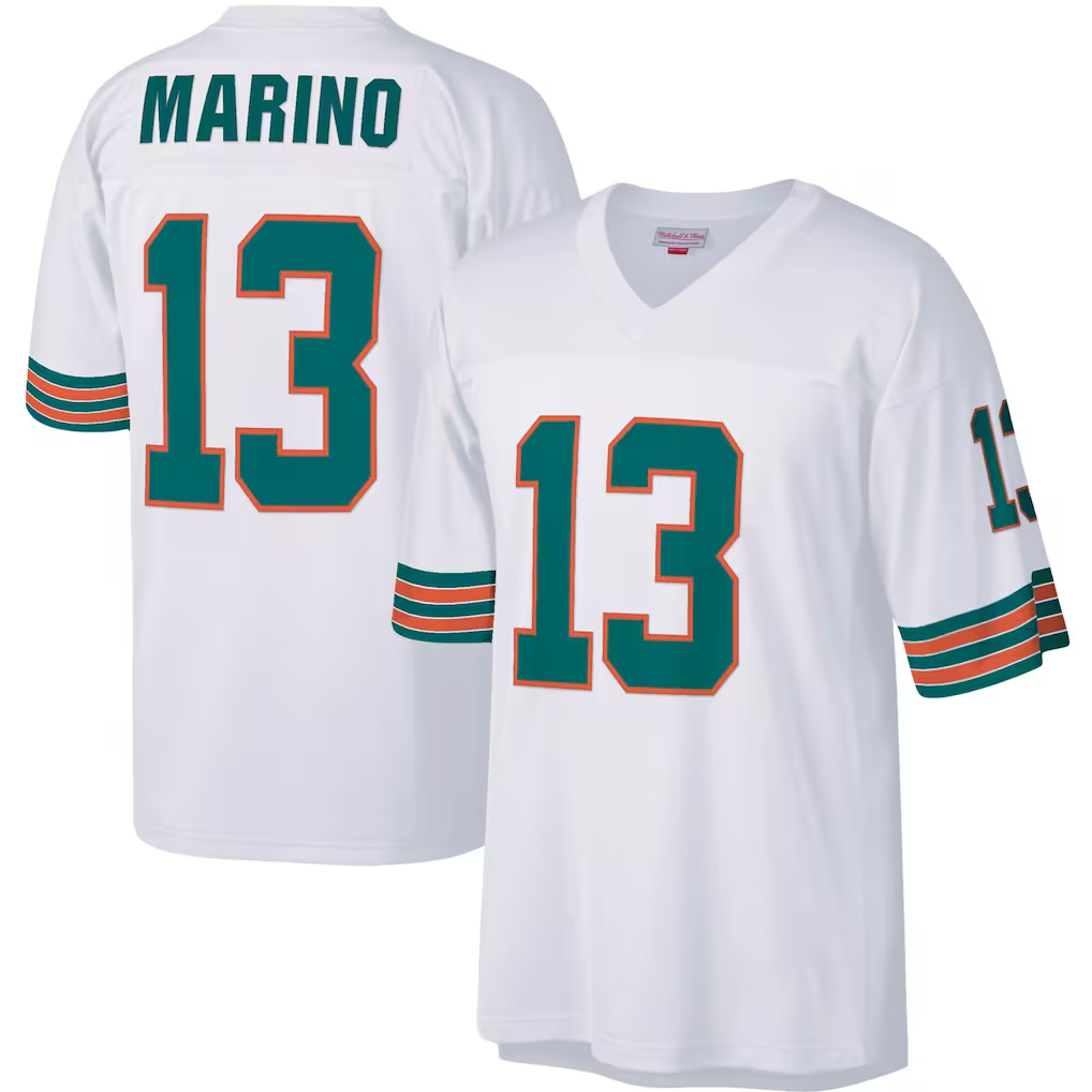 harde M.Dolphins #13 Dan Marino Mitchell & Ness White Big & Tall 1984 Retired Player Replica Stitched Jerseys