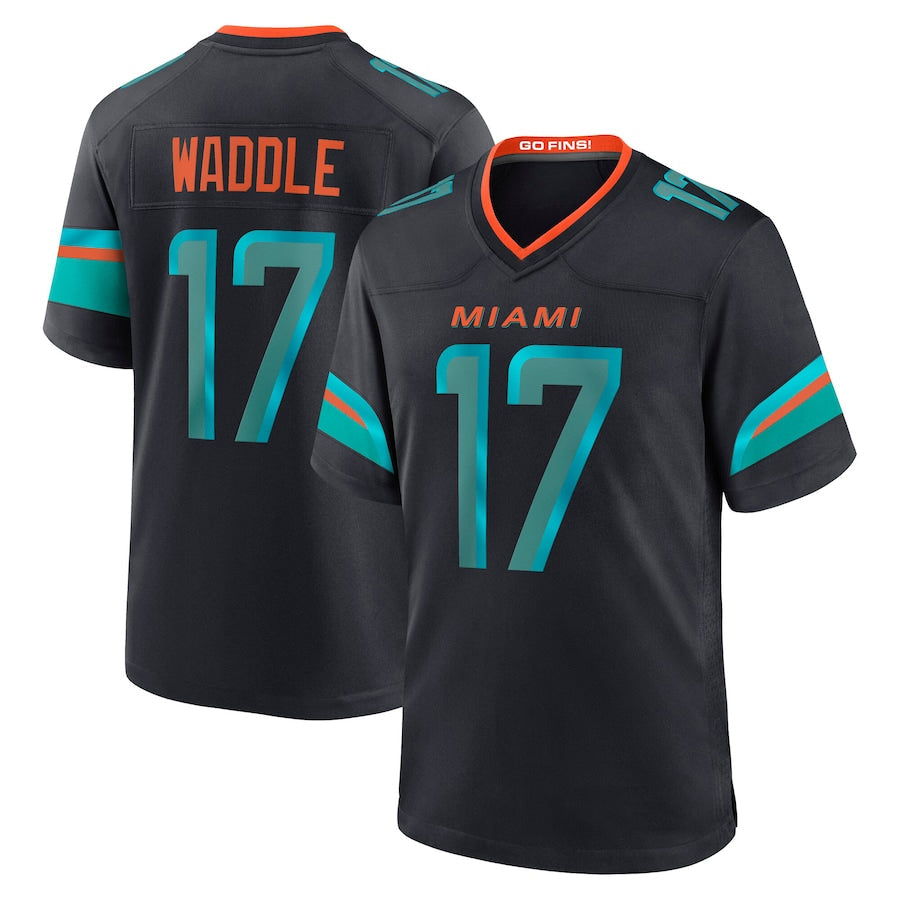 harde M.Dolphins #17 Jaylen Waddle Player Blue Rivalries Collection Game Stitched Jerseys