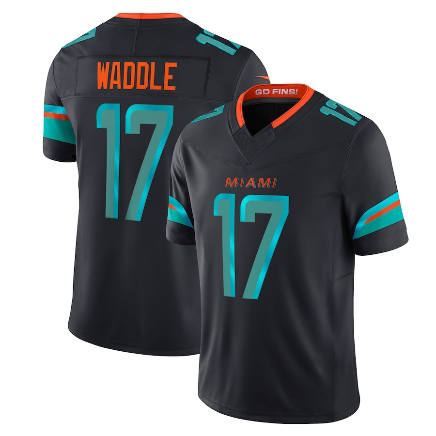 harde M.Dolphins #17 Jaylen Waddle Player Blue Rivalries Collection Vapor Limited Stitched Jerseys