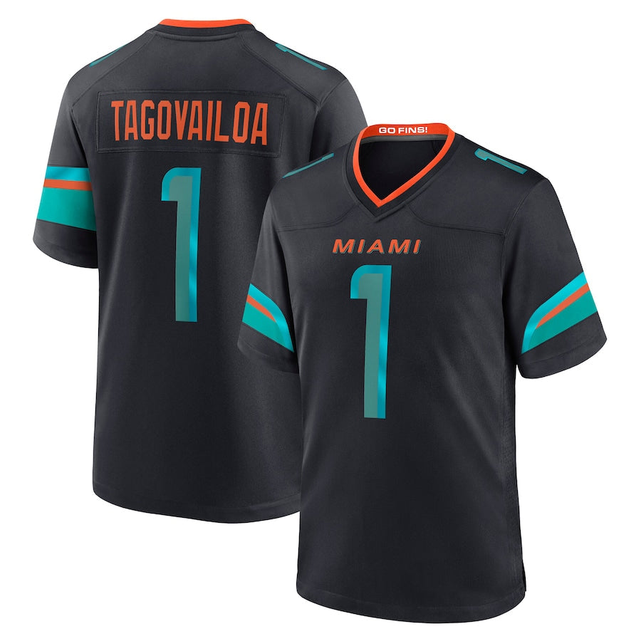 harde M.Dolphins #1 Tua Tagovailoa Player Blue Rivalries Collection Game Stitched Jersey