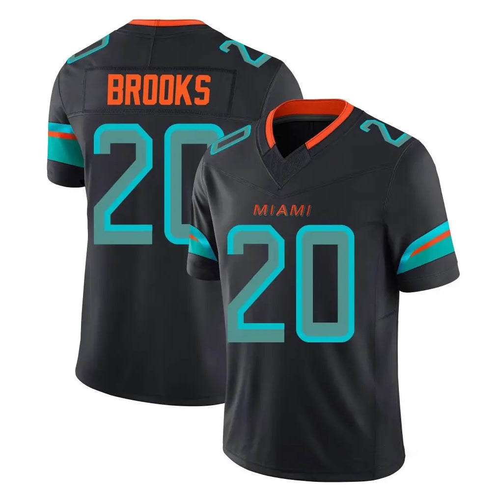 harde M.Dolphins #20 Jordyn Brooks Player Black Limited Pitch Rivalries Collection Home Game Stitched Jerseys
