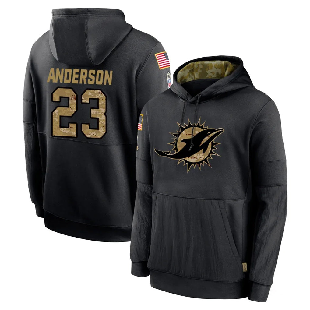 harde M.Dolphins #23 Zayne Anderson Player Black Salute to Service Hoodies Limited Game Stitched Jerseys