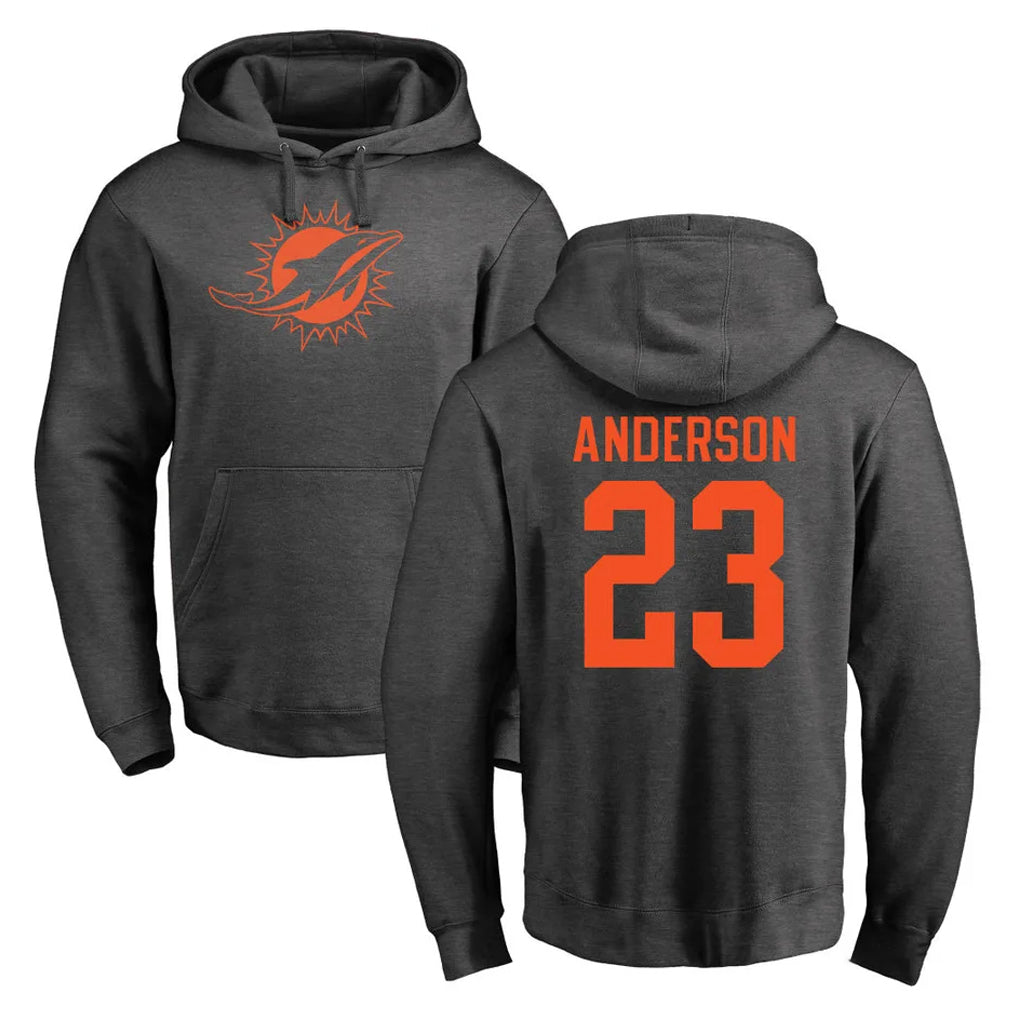 harde M.Dolphins #23 Zayne Anderson Player Darkgray Pullover Hoodies Limited Stitched Jerseys
