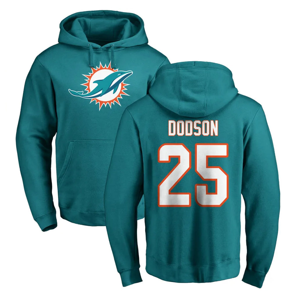 harde M.Dolphins #25 Tyrel Dodson Player Aqua LOGO Pullover Hoodies Limited Stitched Jerseys