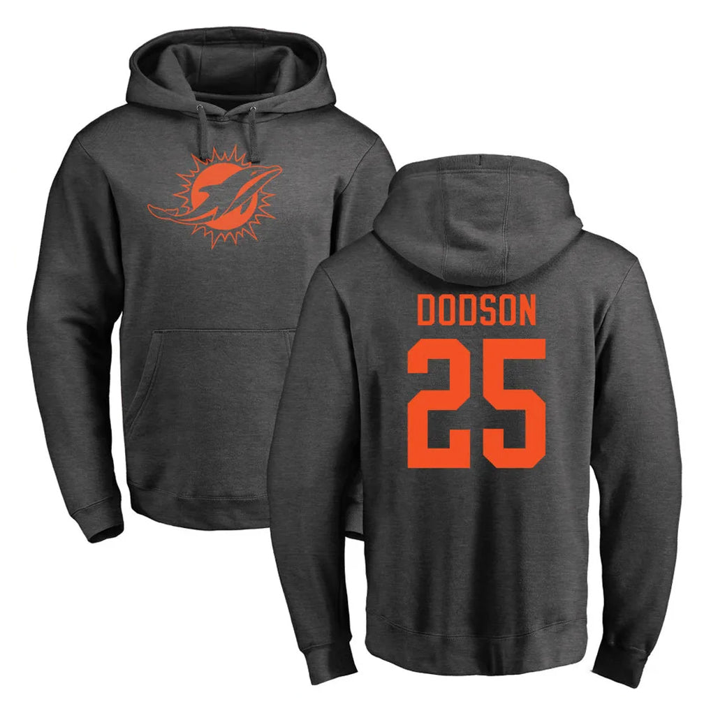 harde M.Dolphins #25 Tyrel Dodson Player Darkgray Pullover Hoodies Limited Stitched Jerseys