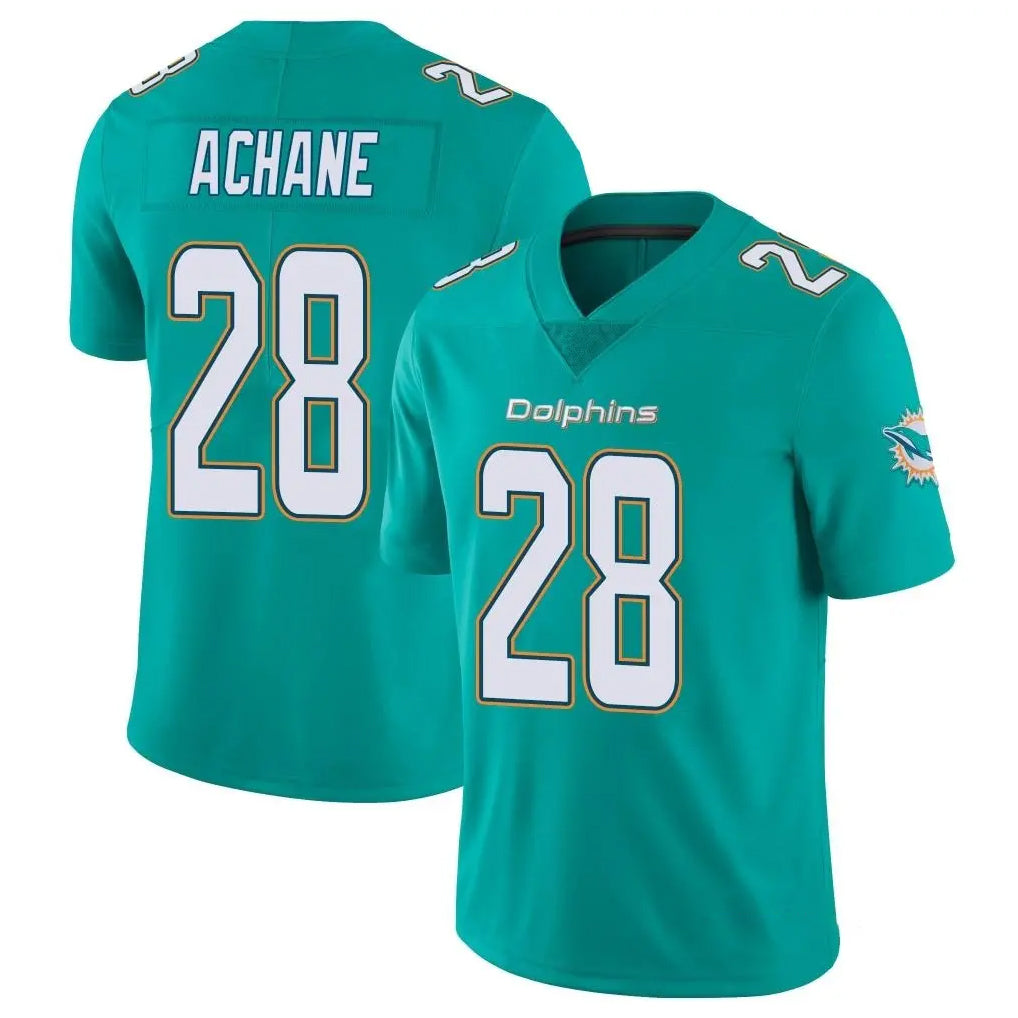 harde M.Dolphins #28 De'Von Achane Player Aqua Limited Vapor Untouchable Home Game Stitched Jerseys