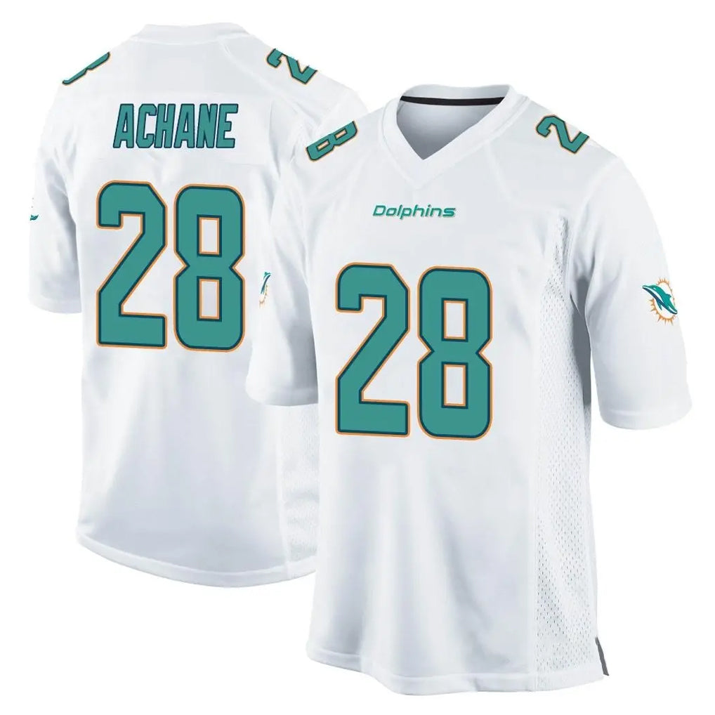 harde M.Dolphins #28 De'Von Achane Player White Home Game Stitched Jerseys