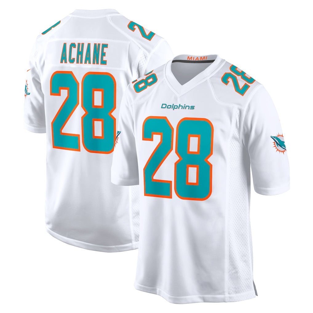 harde M.Dolphins #28 De'Von Achane Player White Limited Home Game Stitched Jerseys