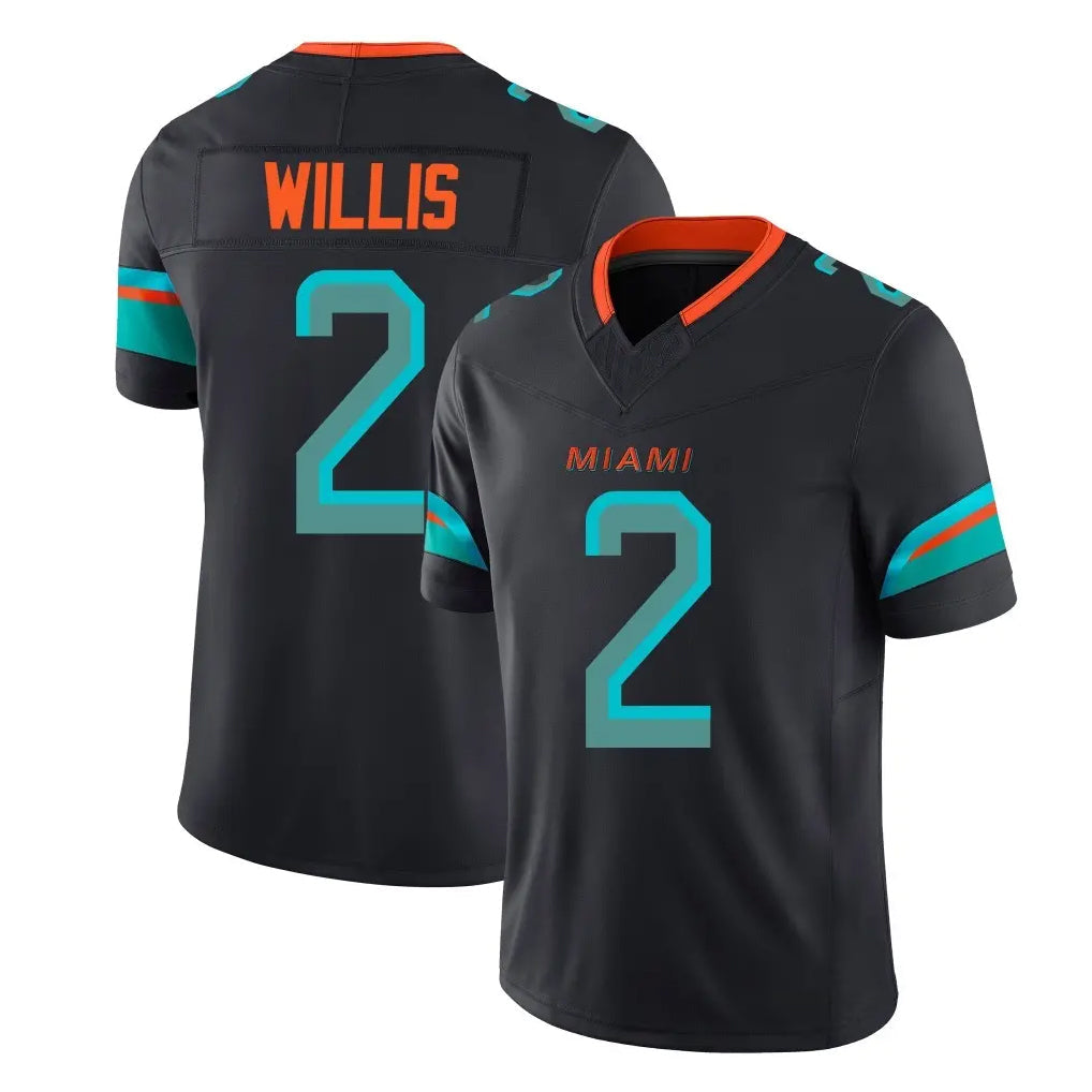 harde M.Dolphins #2 Malik Willis Player Black Limited Pitch Rivalries Collection Home Game Stitched Jerseys