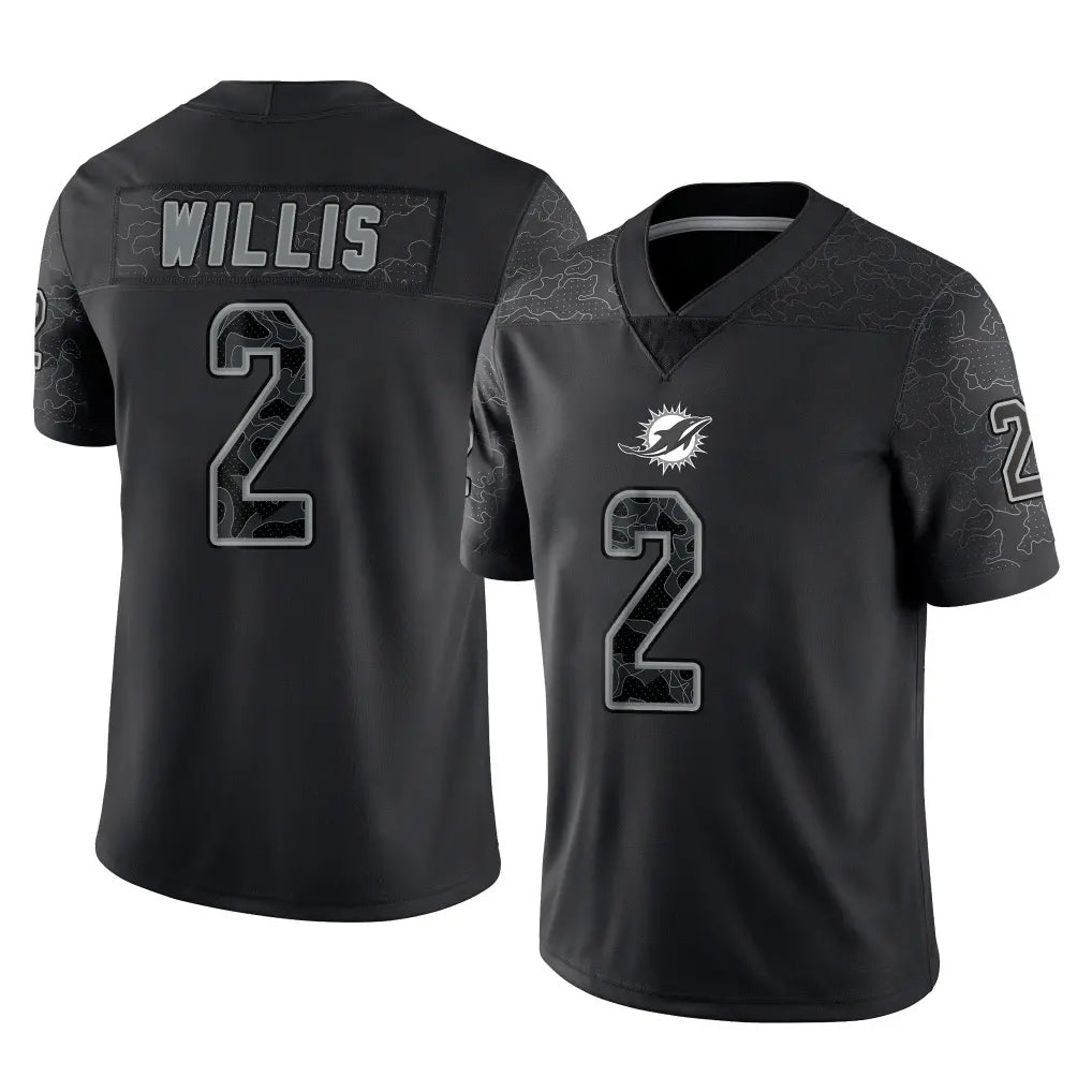 harde M.Dolphins #2 Malik Willis Player Black Reflective Limited Game Stitched Jerseys