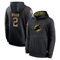 harde M.Dolphins #2 Malik Willis Player Black Salute to Service Hoodies Limited Game Stitched Jerseys