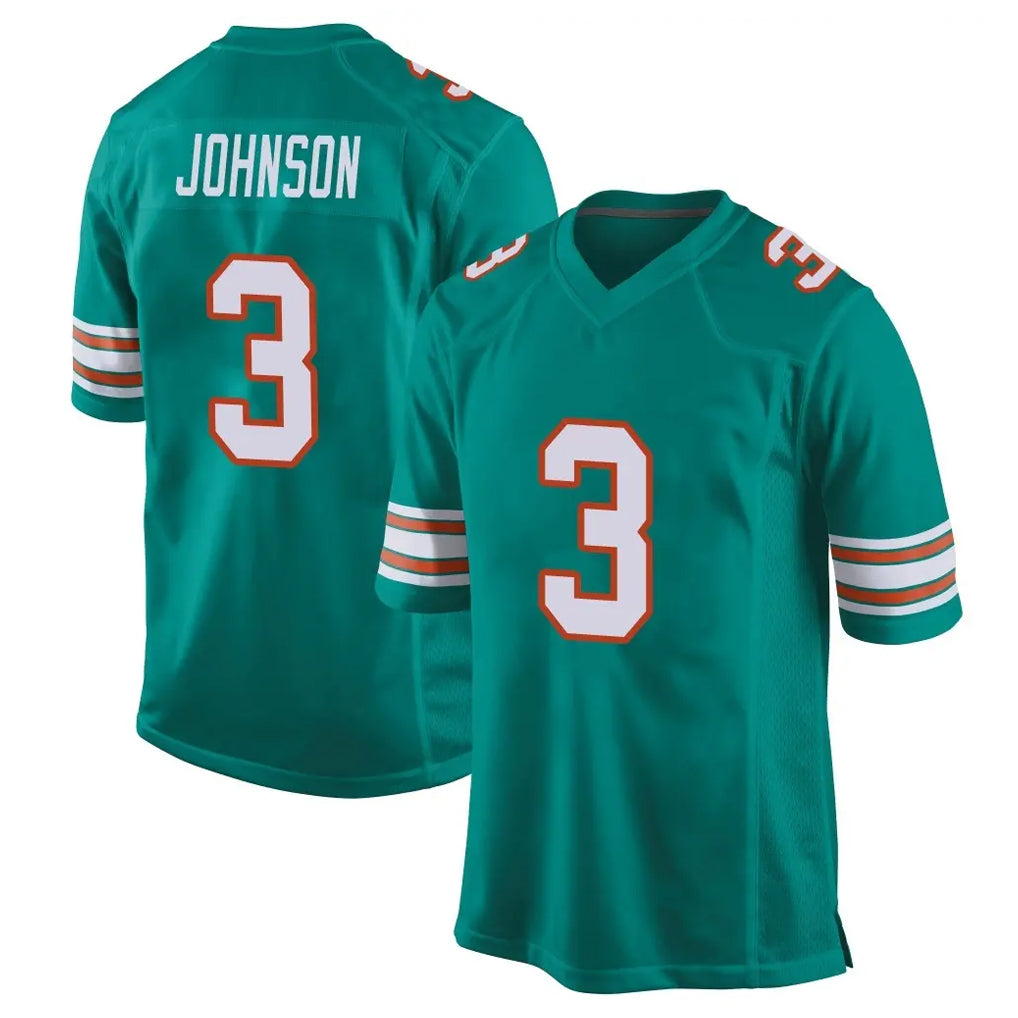 harde M.Dolphins #3 Chris Johnson Player Aqua Alternate Home Game Stitched Jerseys