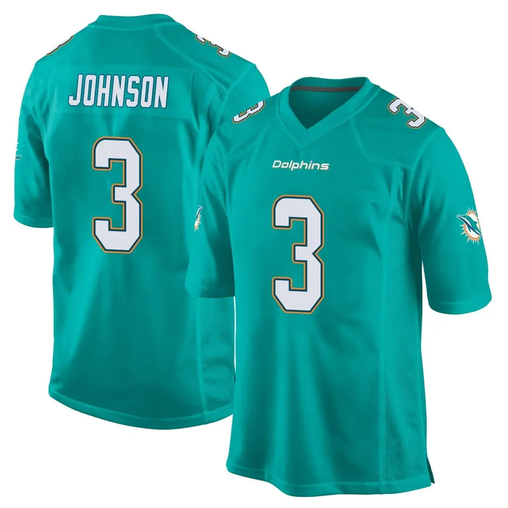 harde M.Dolphins #3 Chris Johnson Player Aqua Team Color Home Game Stitched Jerseys