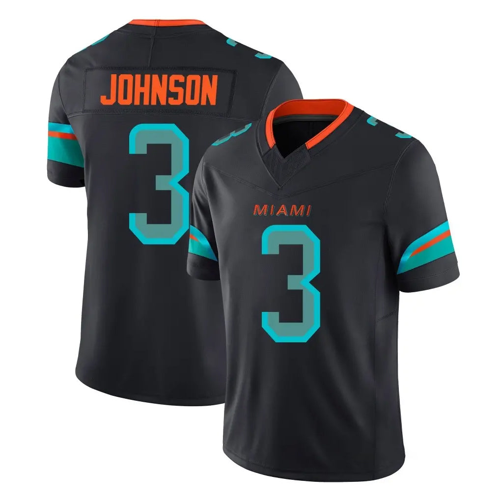harde M.Dolphins #3 Chris Johnson Player Black Limited Pitch Rivalries Collection Home Game Stitched Jerseys