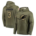 harde M.Dolphins #3 Chris Johnson Player Olive Salute to Service Pullover Hoodies Home Game Stitched Jerseys