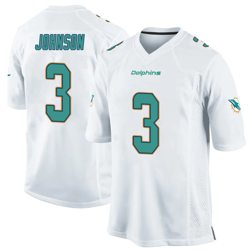 harde M.Dolphins #3 Chris Johnson Player White Home Game Stitched Jerseys