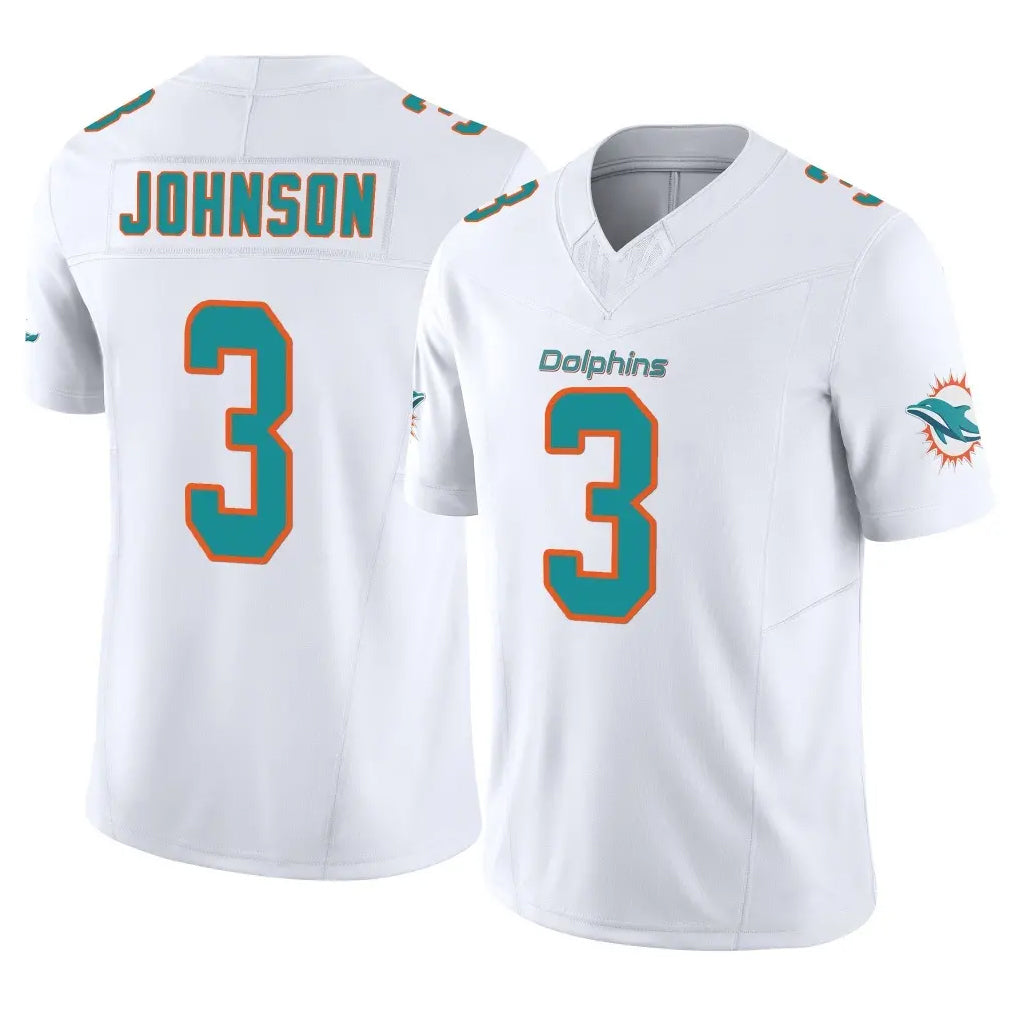 harde M.Dolphins #3 Chris Johnson Player White Limited Vapor F.U.S.E. Home Game Stitched Jerseys