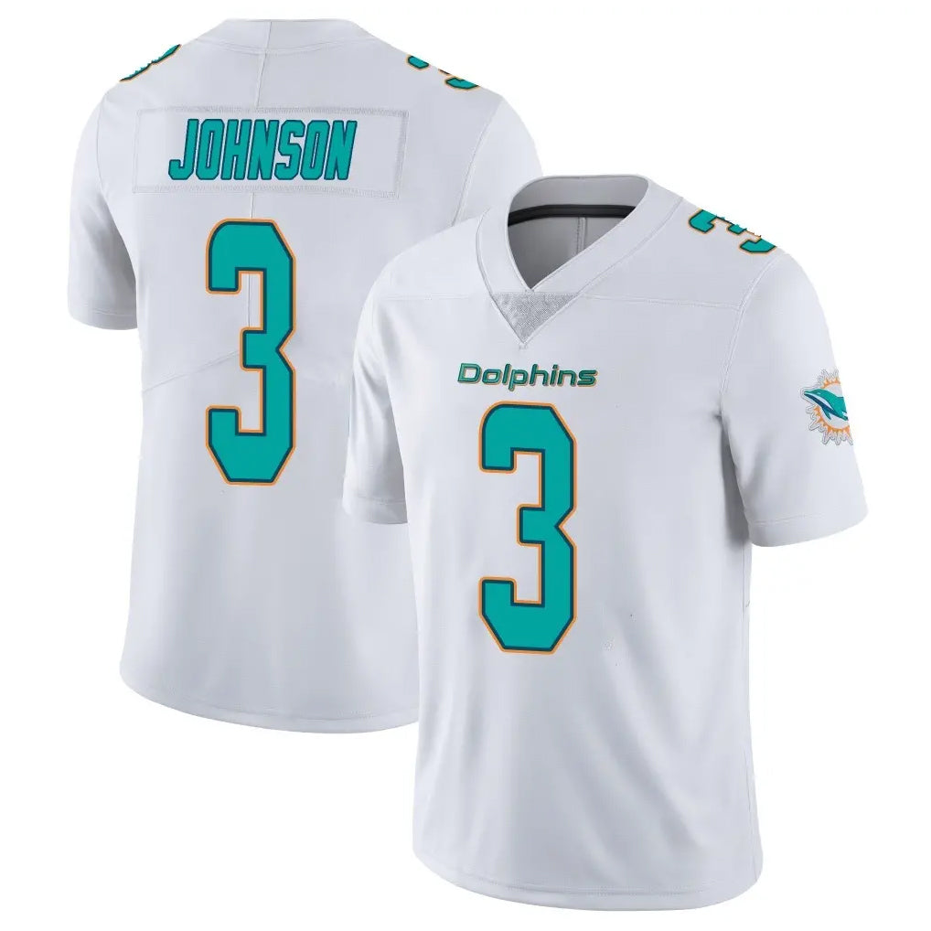 harde M.Dolphins #3 Chris Johnson Player White Limited Vapor Untouchable Home Game Stitched Jerseys